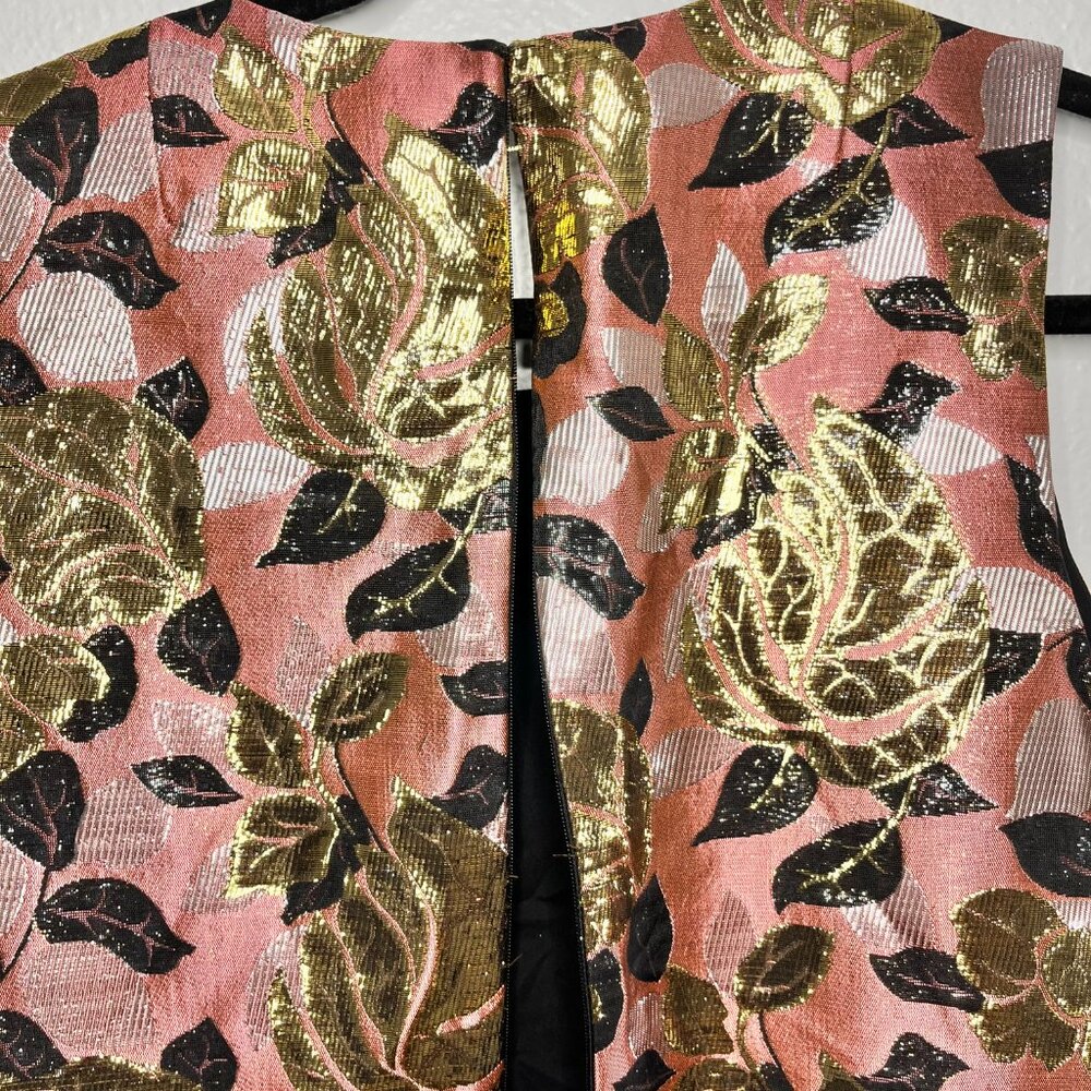 Rachel Roy Size 12 Pink With Metallic Brocade Floral Sheath Cocktail Dress - Picture 4 of 10